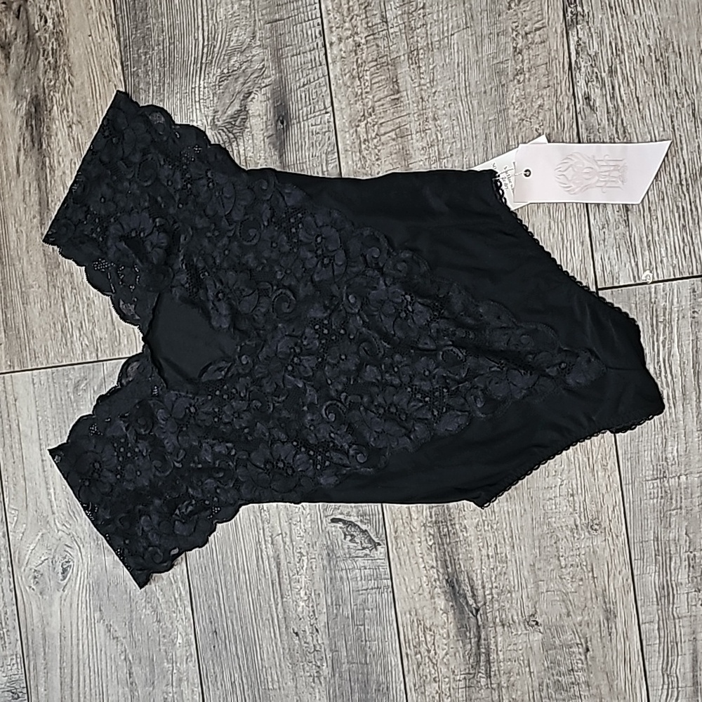 We are HAH/Anthropologie Lady Like Bodysuit Noir Size XS - Picture 2 of 15